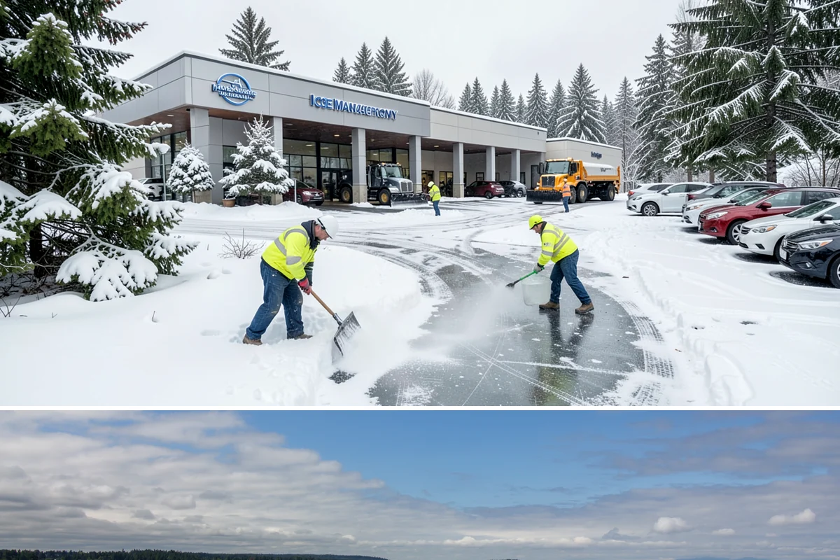 Municipal Sidewalk Clearing in University Place, Pierce County, WA - Municipal demand spans late November through February, with shaded downtown blocks and transit stops needing repeated freeze-thaw...
