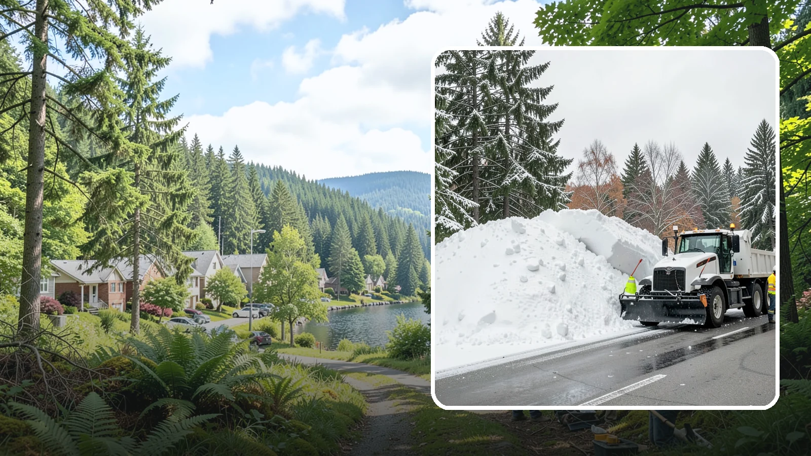 Municipal Snow Hauling in Lake Forest Park, King County, WA - We support Western Washington municipalities by hauling snow from streets, civic lots, and transit areas after major events.