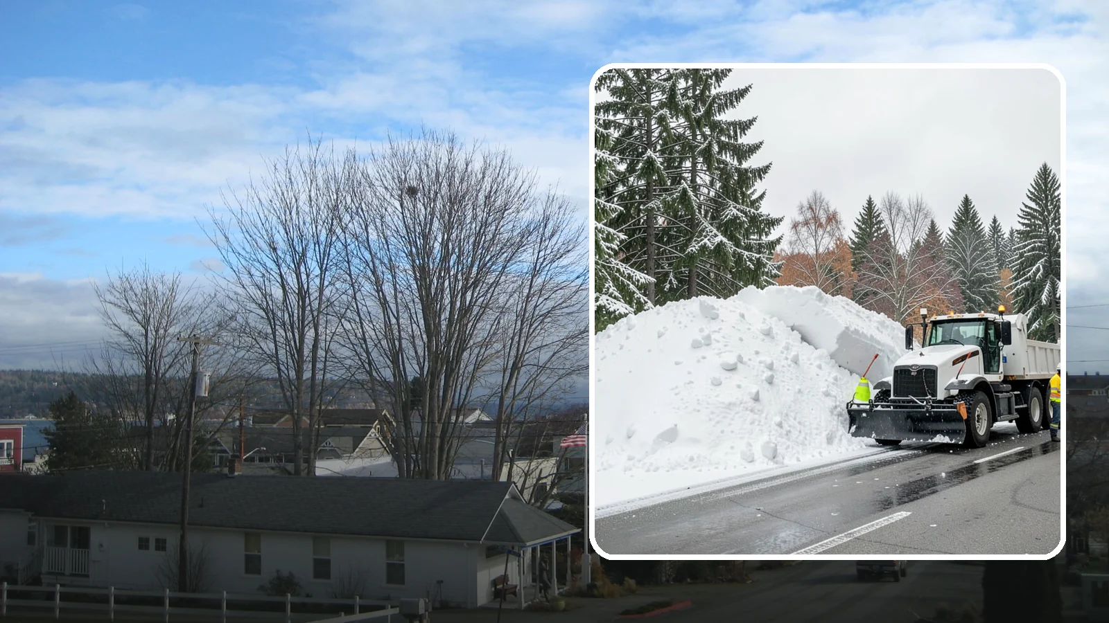 Municipal Snow Hauling in Langley, Island County, WA - We support Western Washington municipalities by hauling snow from streets, civic lots, and transit areas after major events.