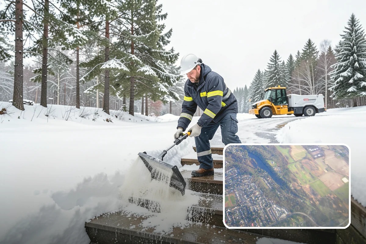 Municipal Snow Plowing in Algona, King County, WA - Multiple civic sites cleared on a coordinated route