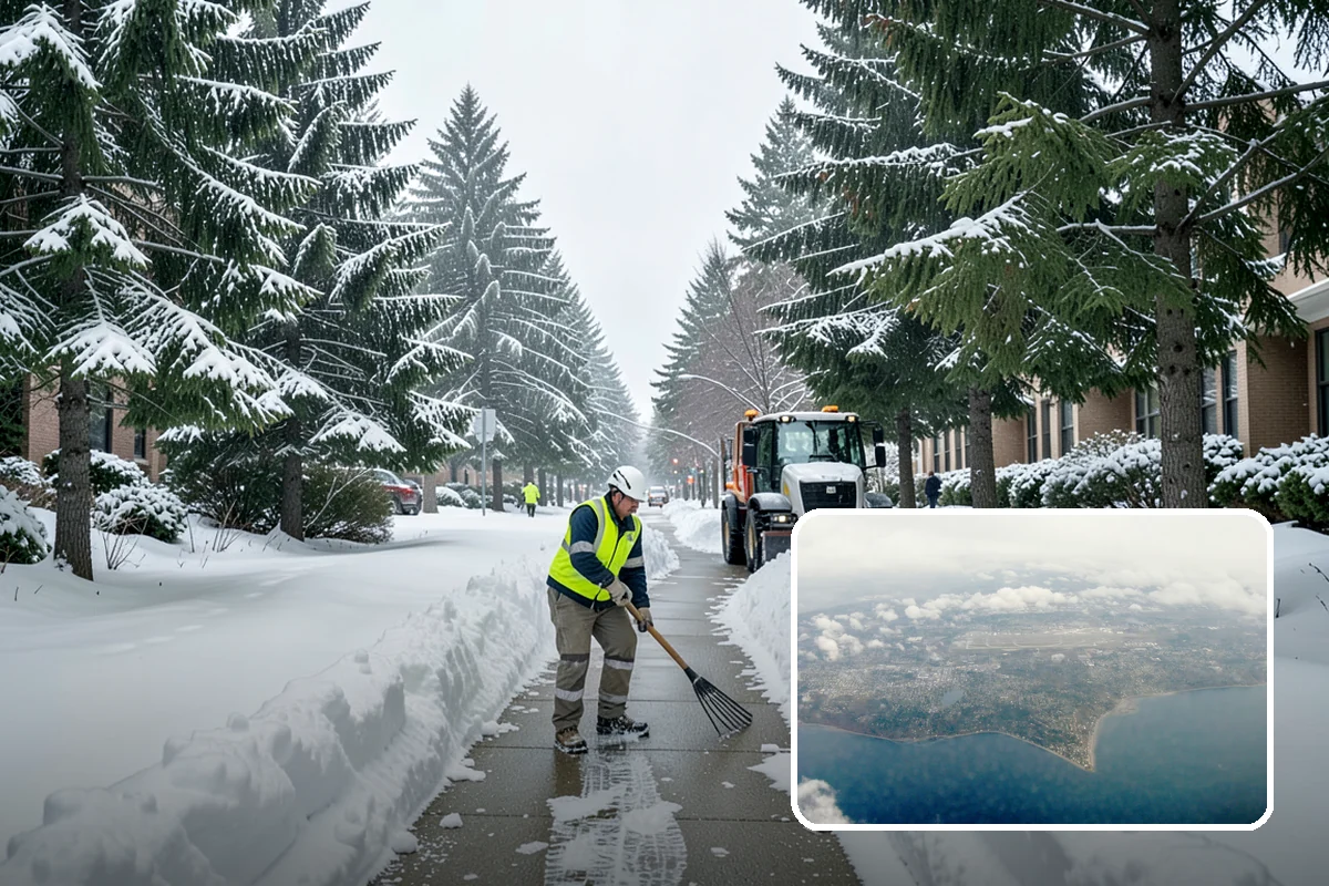 Municipal Snow Plowing in Burien, King County, WA - Multiple civic sites cleared on a coordinated route