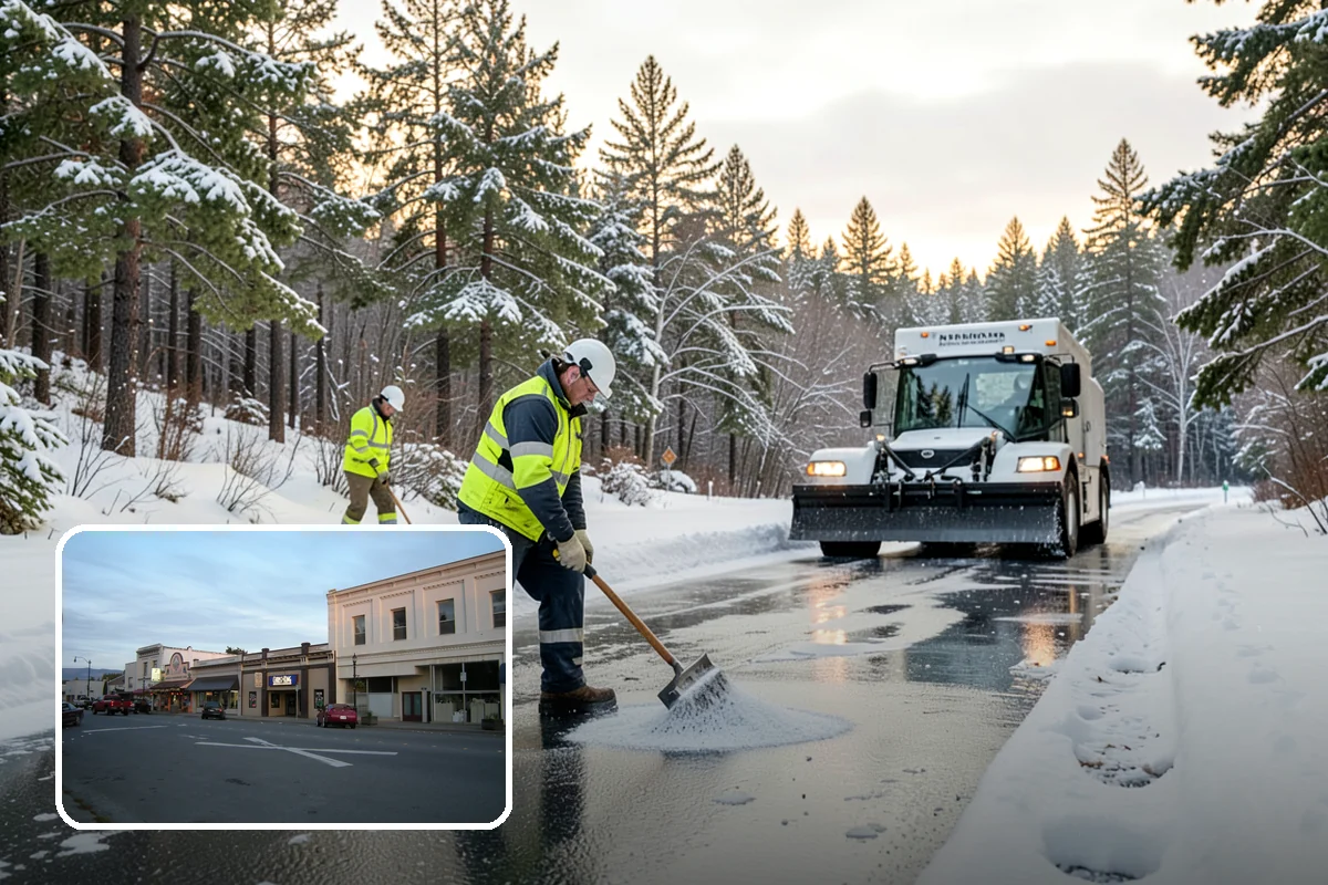 Municipal Snow Plowing in Burlington, Skagit County, WA - Multiple civic sites cleared on a coordinated route