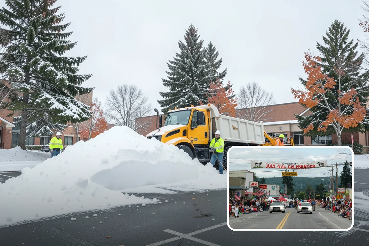 Municipal Snow Plowing in Carnation, King County, WA - Multiple civic sites cleared on a coordinated route