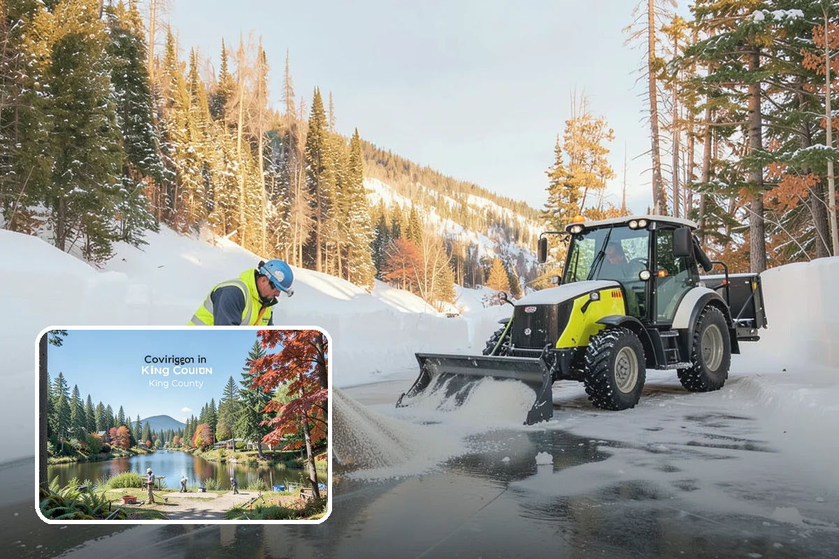 Municipal Snow Plowing in Covington, King County, WA - Multiple civic sites cleared on a coordinated route