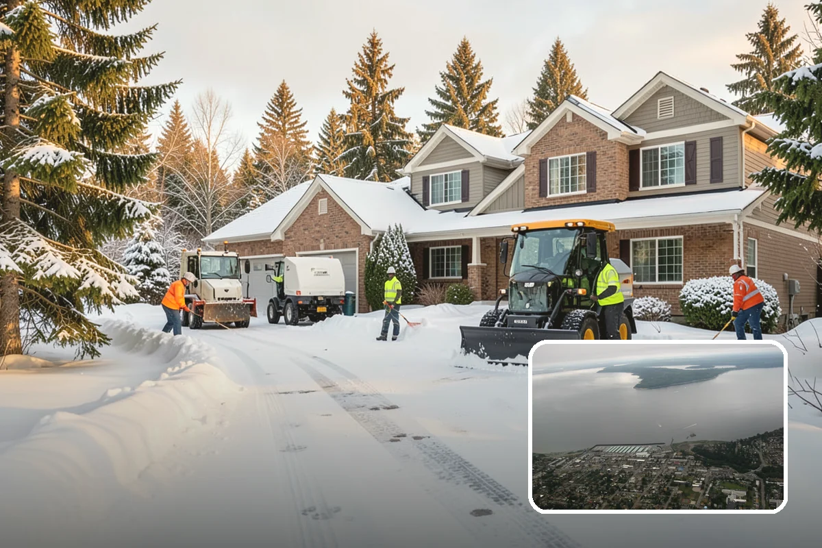 Municipal Snow Plowing in Des Moines, King County, WA - Multiple civic sites cleared on a coordinated route