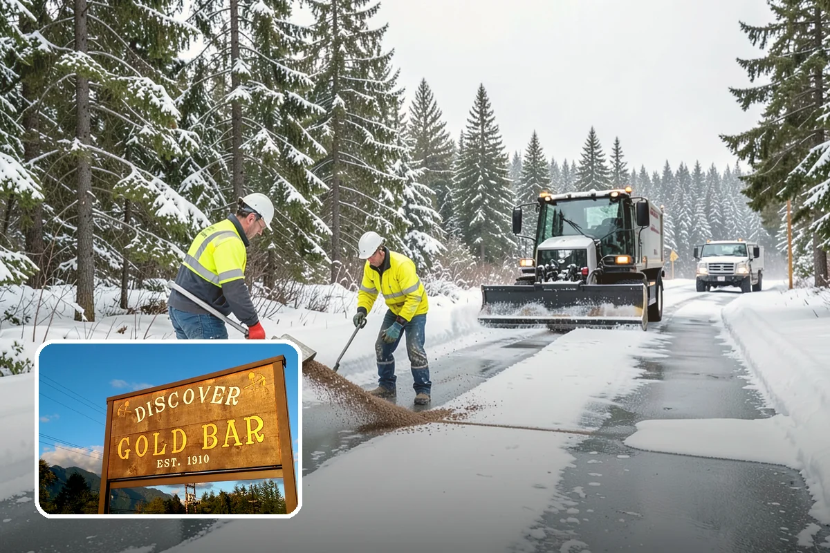 Municipal Snow Plowing in Gold Bar, Snohomish County, WA - Multiple civic sites cleared on a coordinated route