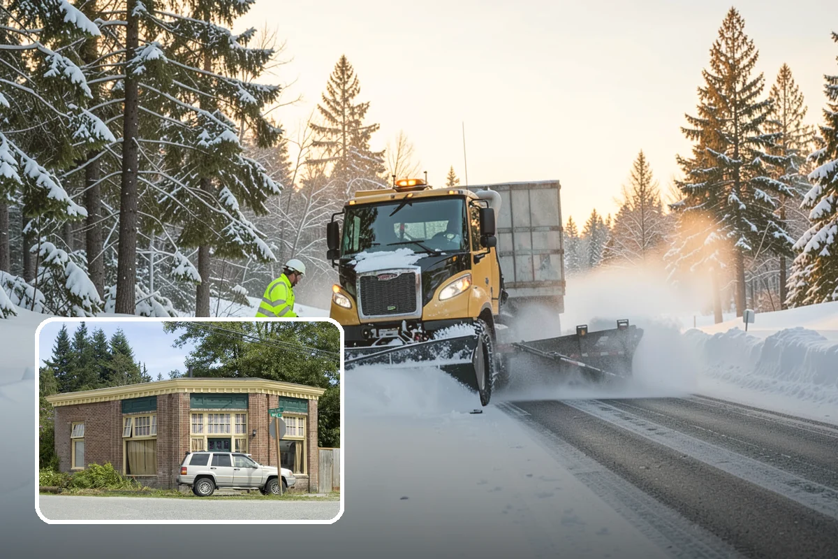 Municipal Snow Plowing in Hamilton, Skagit County, WA - Multiple civic sites cleared on a coordinated route