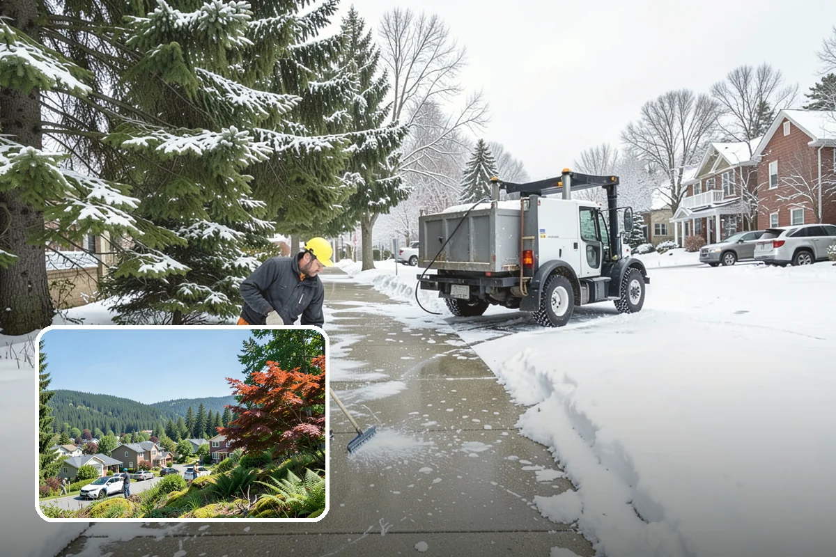 Municipal Snow Plowing in Index, Snohomish County, WA - Multiple civic sites cleared on a coordinated route