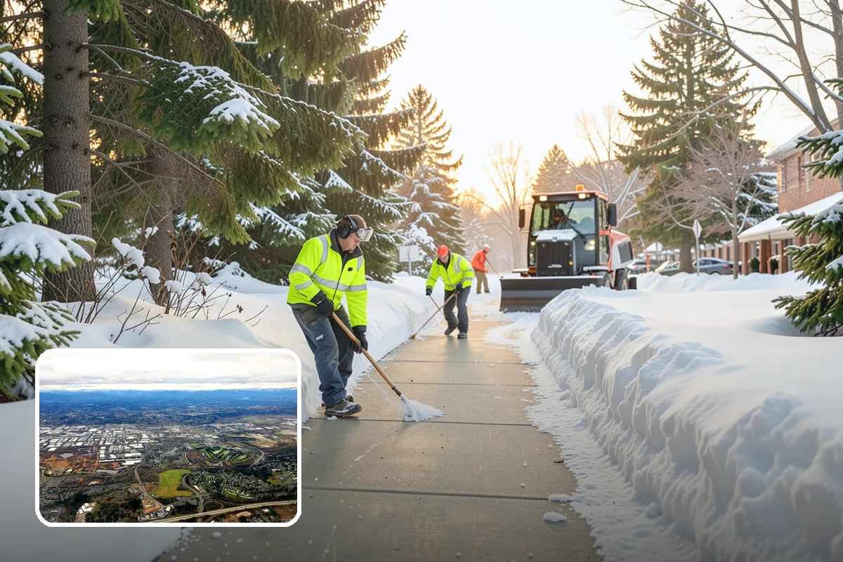 Municipal Snow Plowing in Kent, King County, WA - Multiple civic sites cleared on a coordinated route