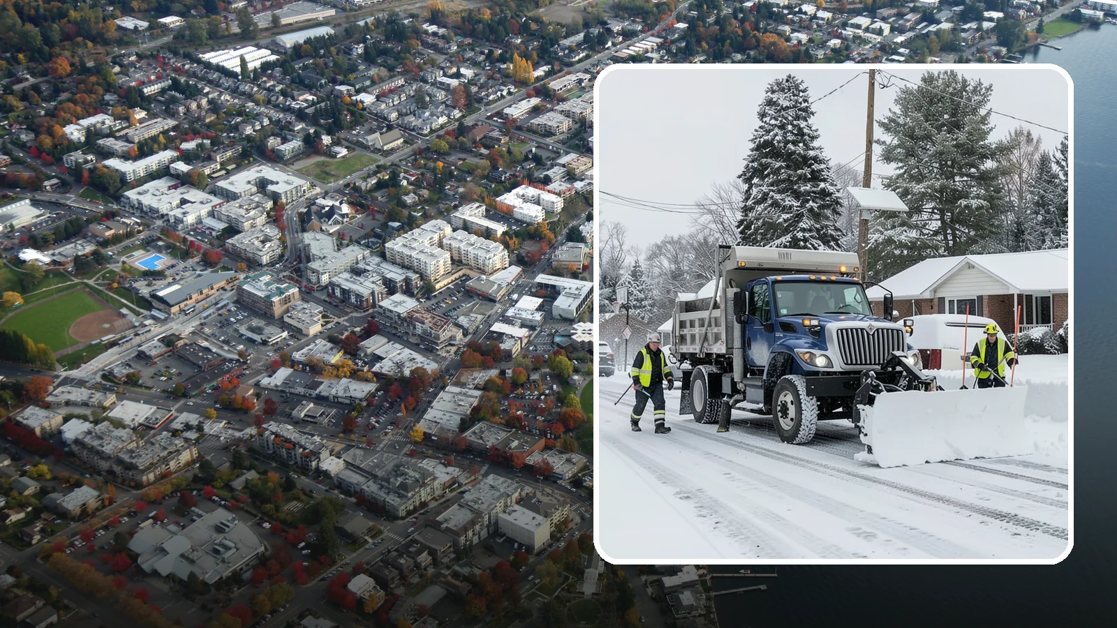 Municipal Snow Plowing in Kirkland, King County, WA - We plow municipal lots, public buildings, and civic entrances so residents keep reaching essential government services.