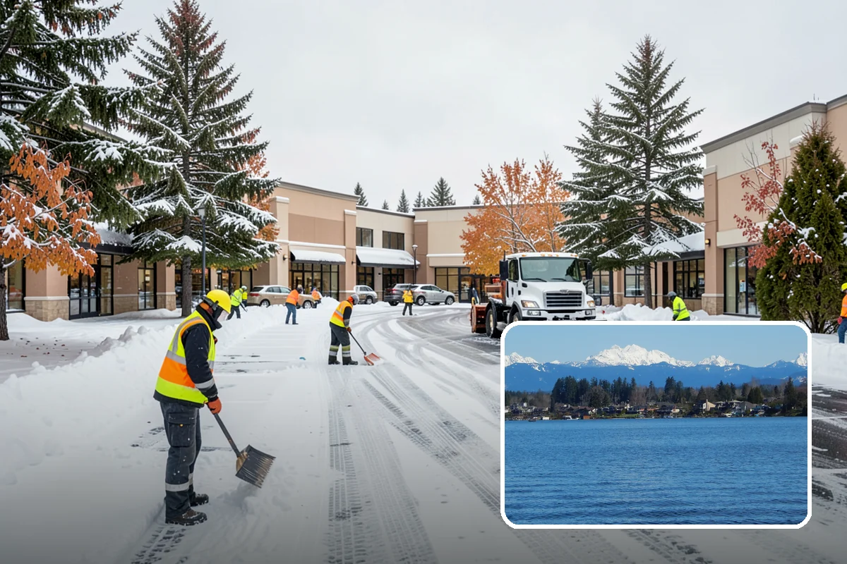 Municipal Snow Plowing in Lake Stevens, Snohomish County, WA - Multiple civic sites cleared on a coordinated route