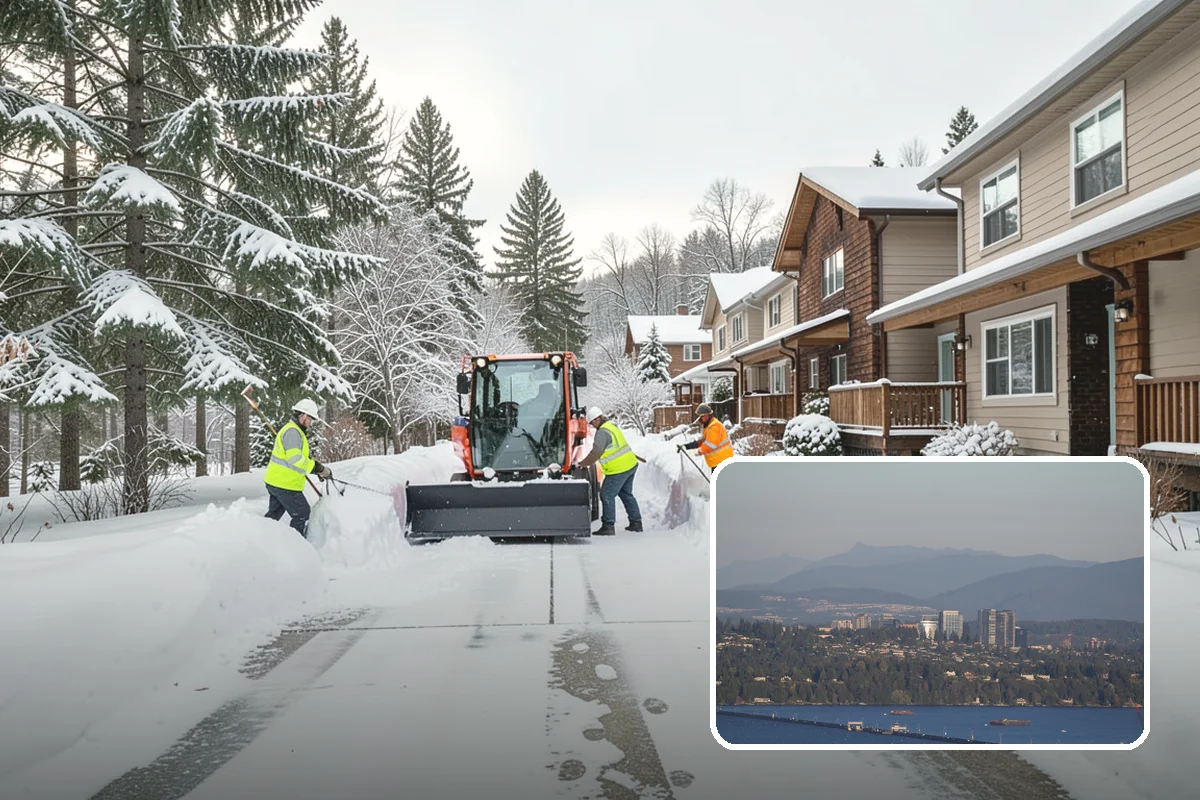 Municipal Snow Plowing in Medina, King County, WA - Multiple civic sites cleared on a coordinated route