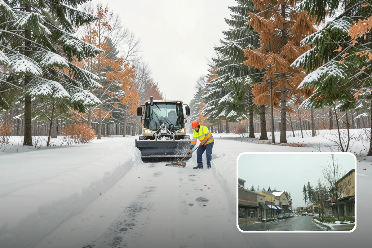 Municipal Snow Plowing in Mill Creek, Snohomish County, WA - Multiple civic sites cleared on a coordinated route