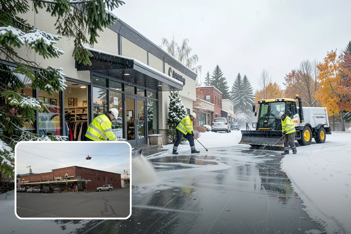 Municipal Snow Plowing in Sedro-Woolley, Skagit County, WA - Multiple civic sites cleared on a coordinated route