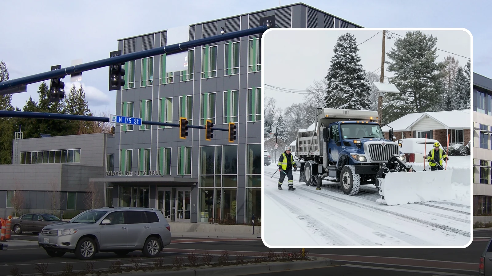 Municipal Snow Plowing in Shoreline, King County, WA - We plow municipal lots, public buildings, and civic entrances so residents keep reaching essential government services.