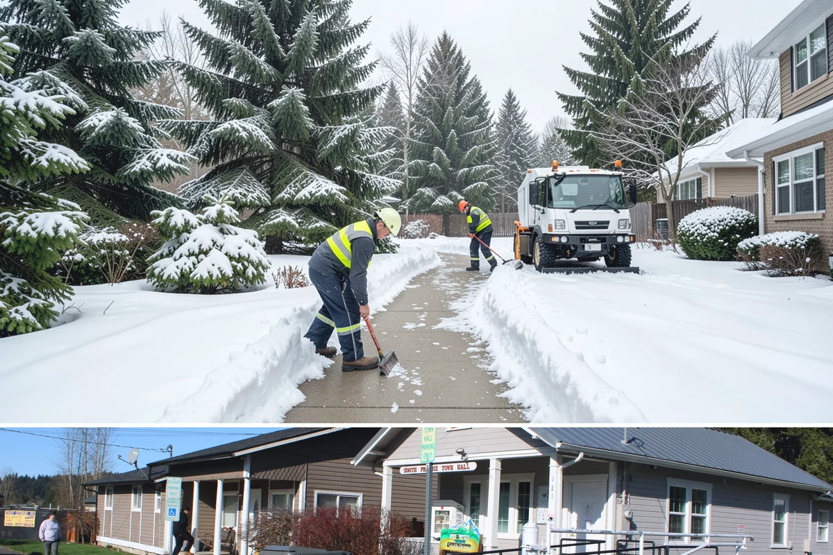 Municipal Snow Plowing in South Prairie, Pierce County, WA - Contract before winter so essential public services stay open through every storm.