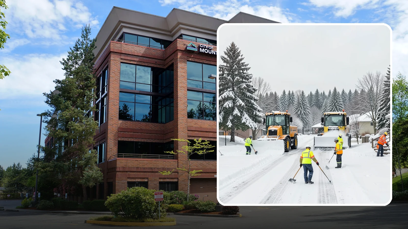 Municipal Snow Removal in Mountlake Terrace, Snohomish County, WA - We support municipal properties by clearing public buildings, lots, and walkways for staff and residents.