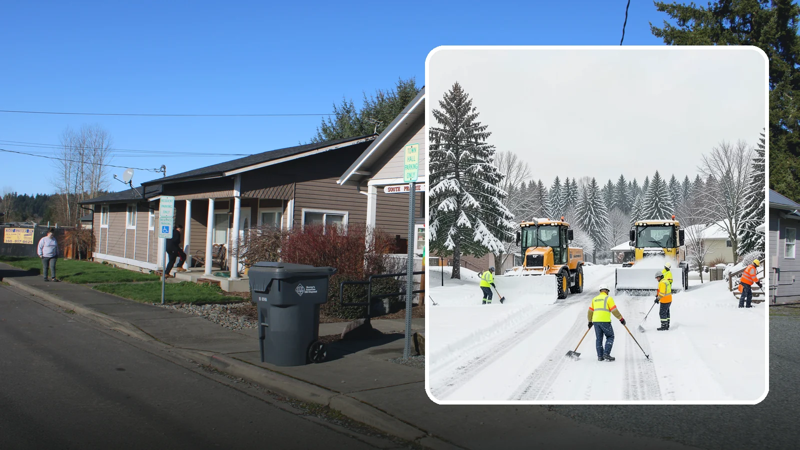 Municipal Snow Removal in South Prairie, Pierce County, WA - We support municipal properties by clearing public buildings, lots, and walkways for staff and residents.