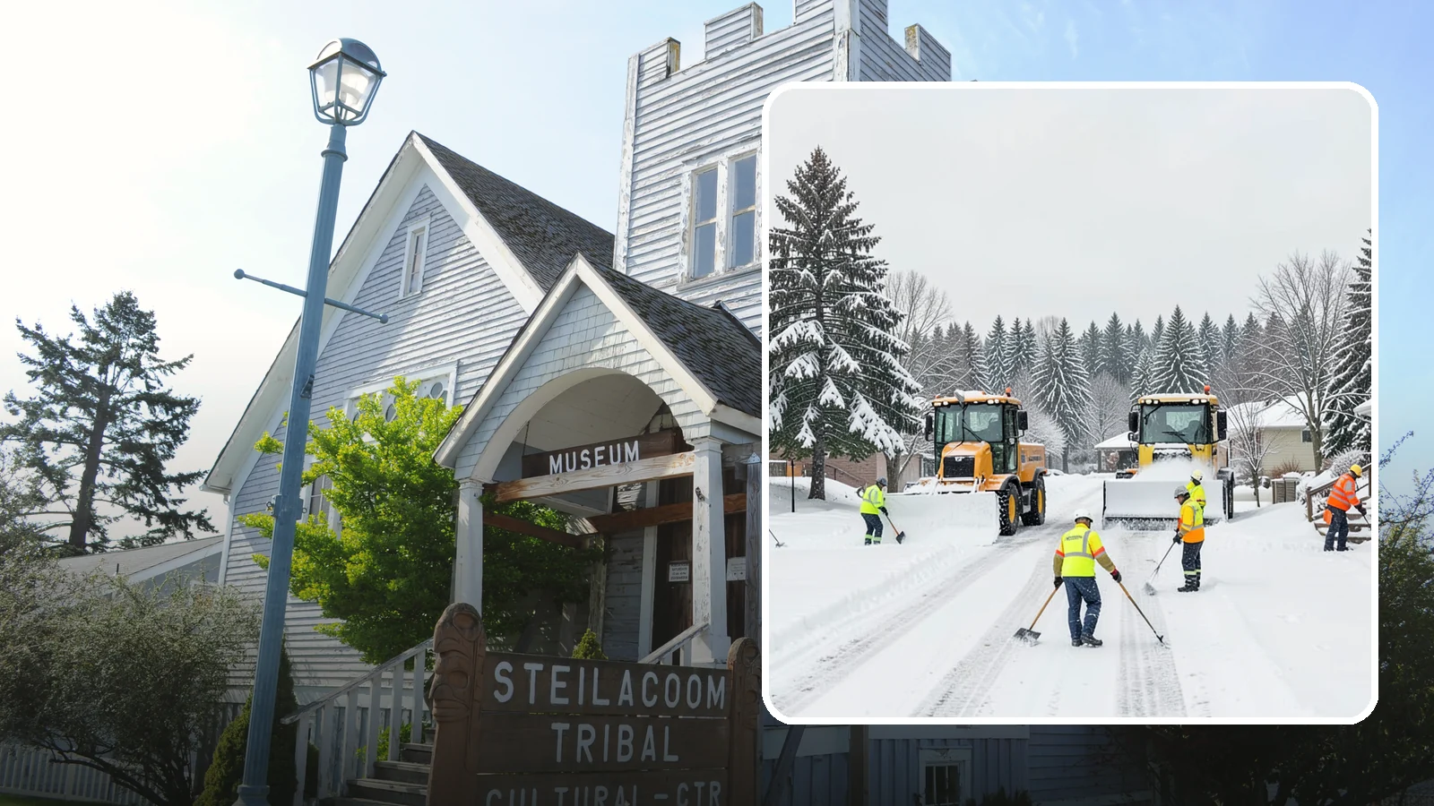 Municipal Snow Removal in Steilacoom, Pierce County, WA - We support municipal properties by clearing public buildings, lots, and walkways for staff and residents.
