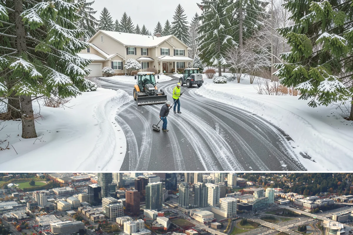 Off-Site Snow Hauling in Bellevue, King County, WA - Off-site snow hauling is called for after heavy or repeated storms leave a constrained property with no place to put more snow.