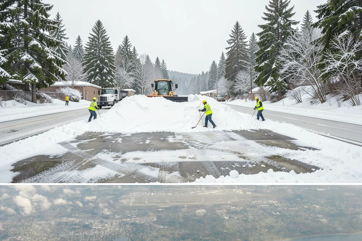 Off-Site Snow Hauling in Burien, King County, WA - Off-site snow hauling is called for after heavy or repeated storms leave a constrained property with no place to put more snow.