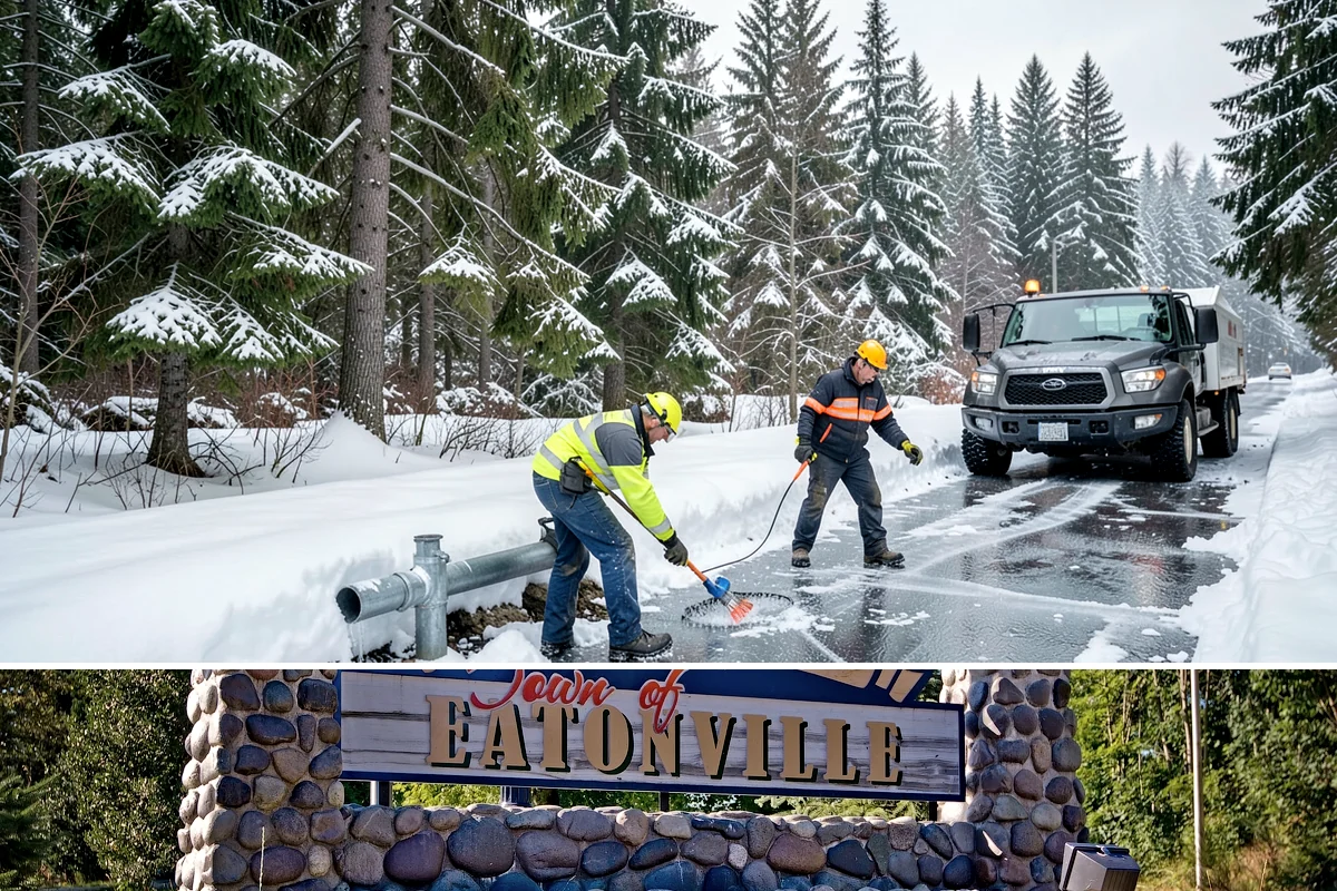 Off-Site Snow Hauling in Eatonville, Pierce County, WA - Off-site snow hauling is called for after heavy or repeated storms leave a constrained property with no place to put more snow.