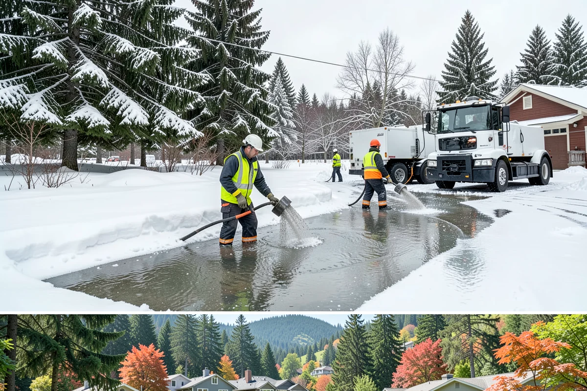 Off-Site Snow Hauling in Fircrest, Pierce County, WA - Off-site snow hauling is called for after heavy or repeated storms leave a constrained property with no place to put more snow.
