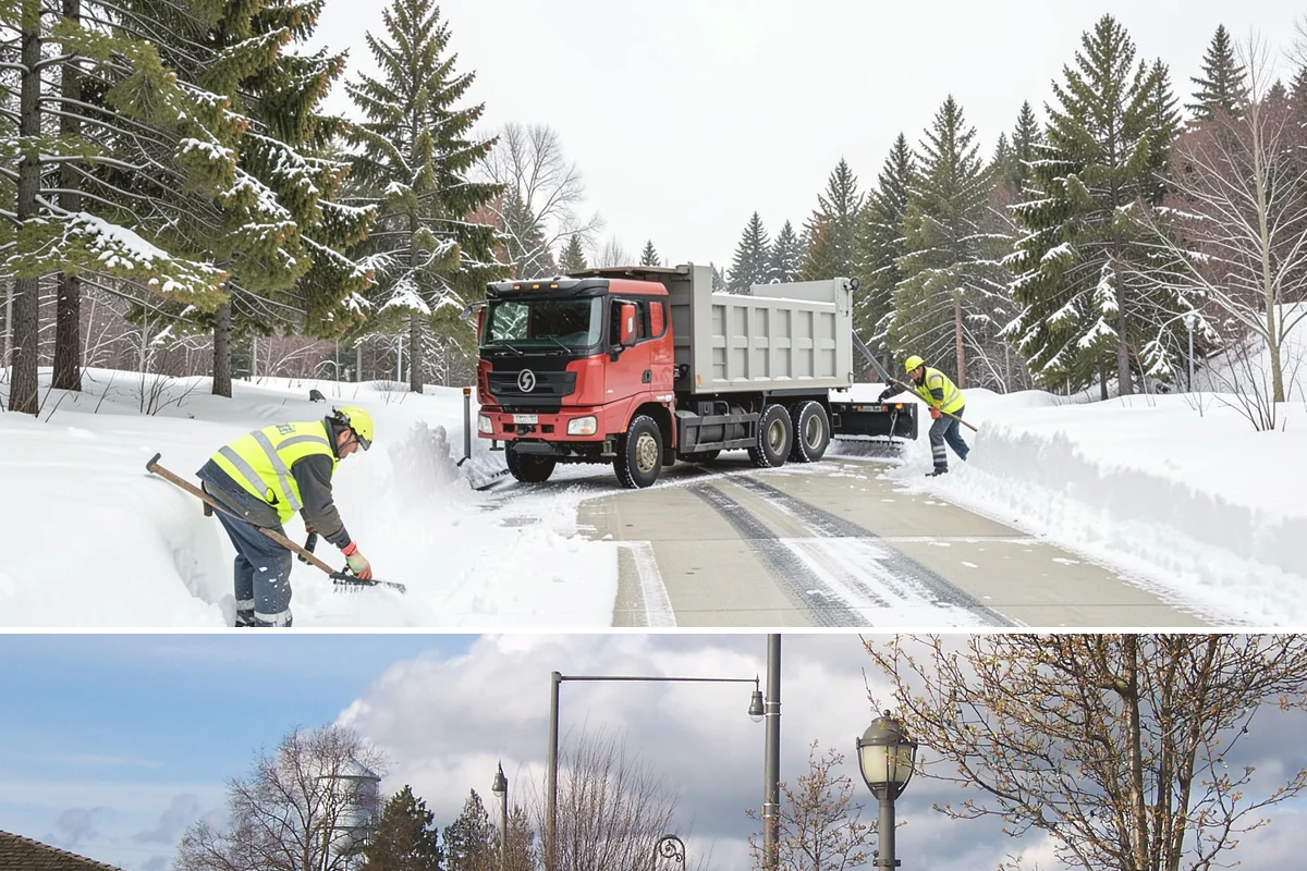 Off-Site Snow Hauling in Marysville, Snohomish County, WA - Off-site snow hauling is called for after heavy or repeated storms leave a constrained property with no place to put more snow.