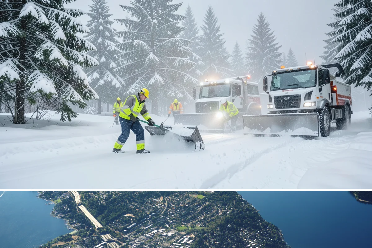 Off-Site Snow Hauling in Mercer Island, King County, WA - Off-site snow hauling is called for after heavy or repeated storms leave a constrained property with no place to put more snow.
