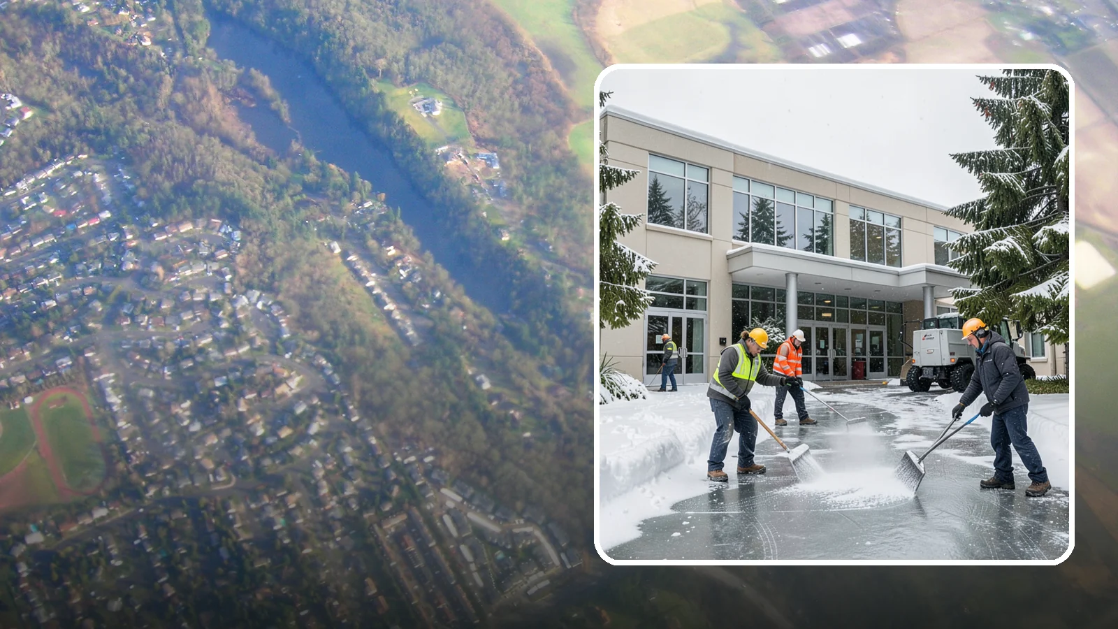 Office Building Deicing in Algona, King County, WA - Deicing that keeps office-building entrances, plaza walks, and employee lots clear so staff and clients arrive safely on frozen...