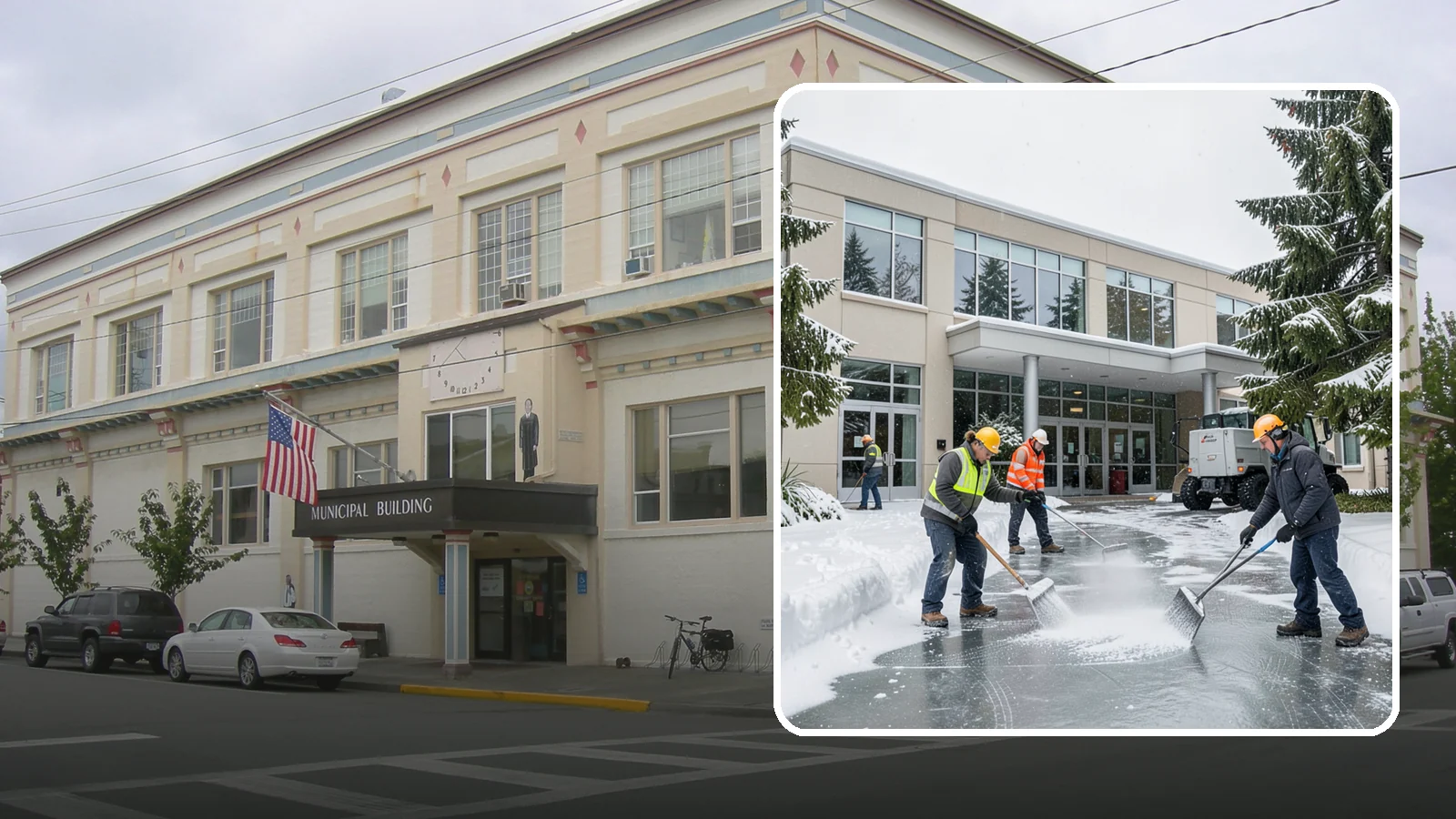 Office Building Deicing in Anacortes, Skagit County, WA - Deicing that keeps office-building entrances, plaza walks, and employee lots clear so staff and clients arrive safely on frozen...