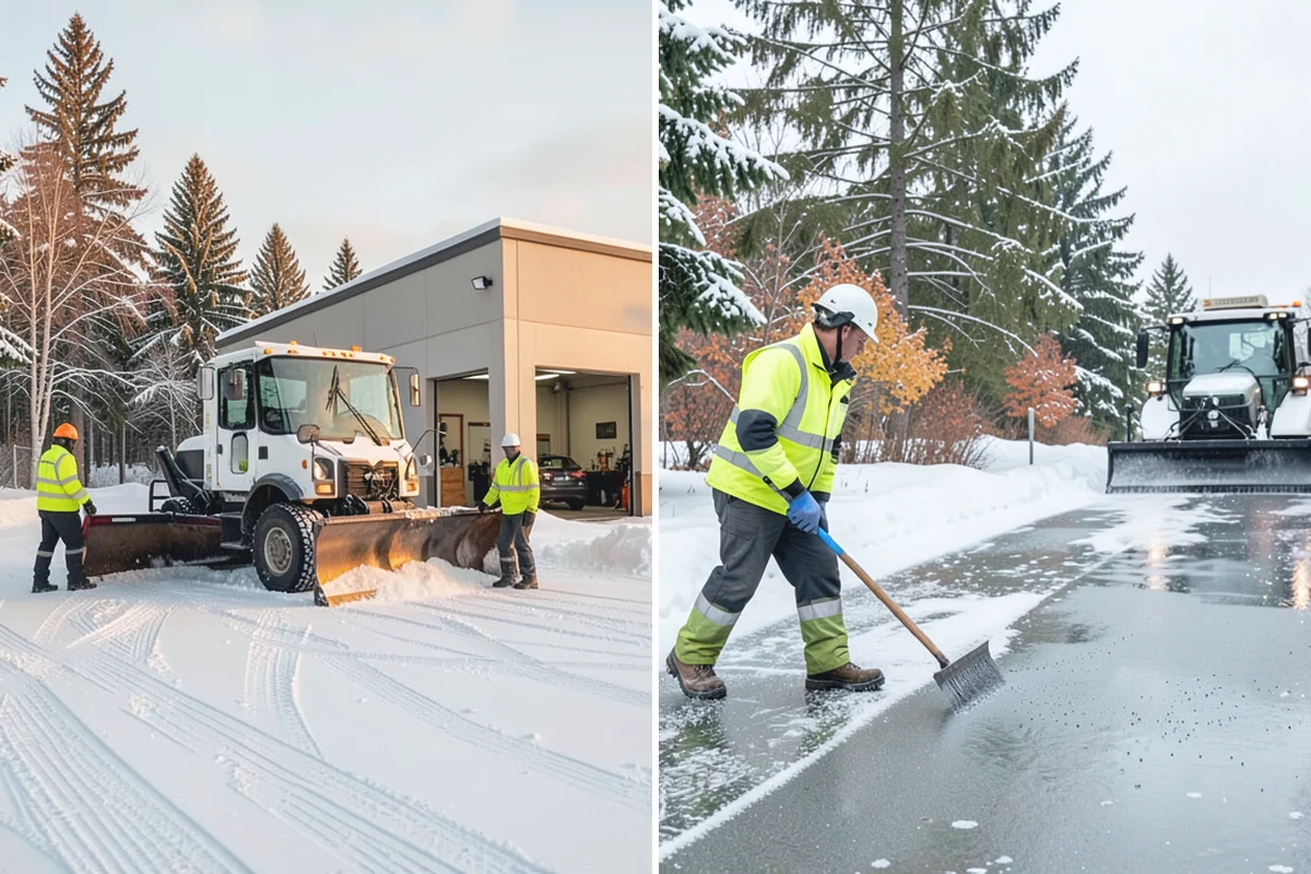 Office Building Deicing in Auburn, King County, WA - Assess entrances, plaza walks, stairs, and parking with building management