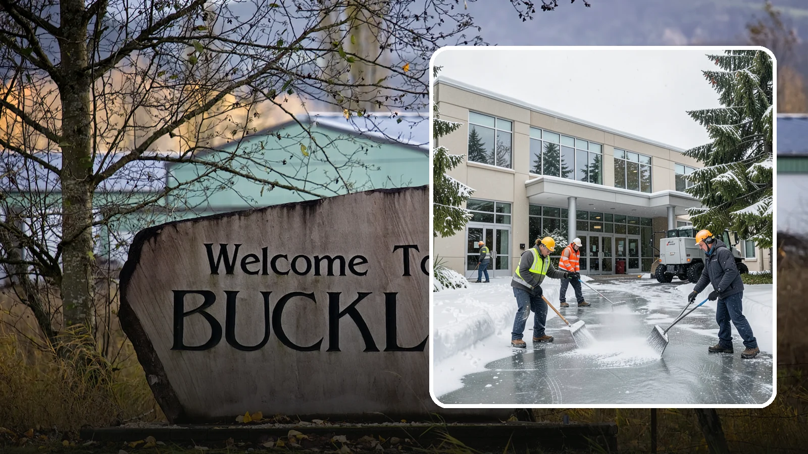 Office Building Deicing in Buckley, Pierce County, WA - Deicing that keeps office-building entrances, plaza walks, and employee lots clear so staff and clients arrive safely on frozen...