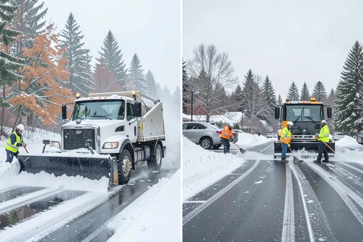 Office Building Deicing in Buckley, Pierce County, WA - Assess entrances, plaza walks, stairs, and parking with building management