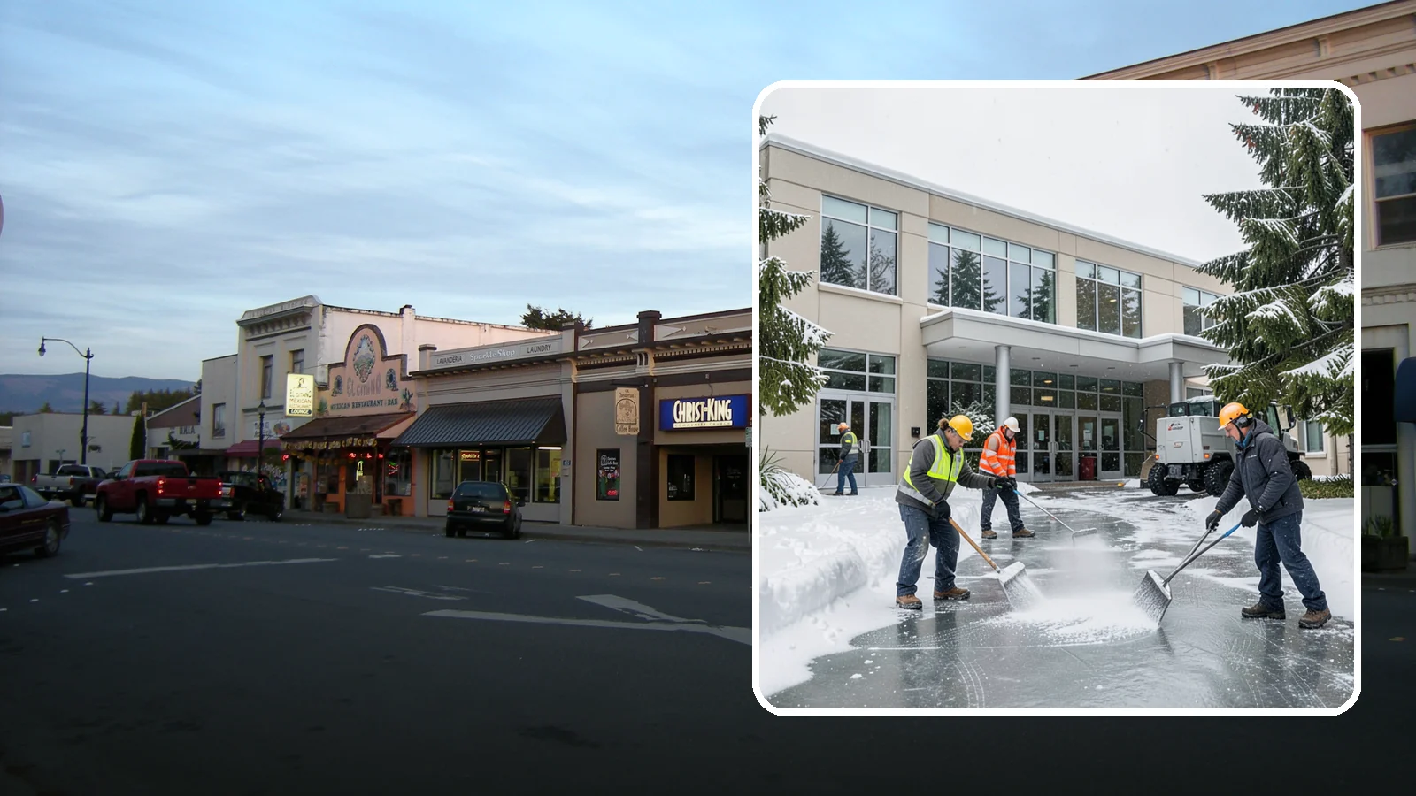 Office Building Deicing in Burlington, Skagit County, WA - Deicing that keeps office-building entrances, plaza walks, and employee lots clear so staff and clients arrive safely on frozen...