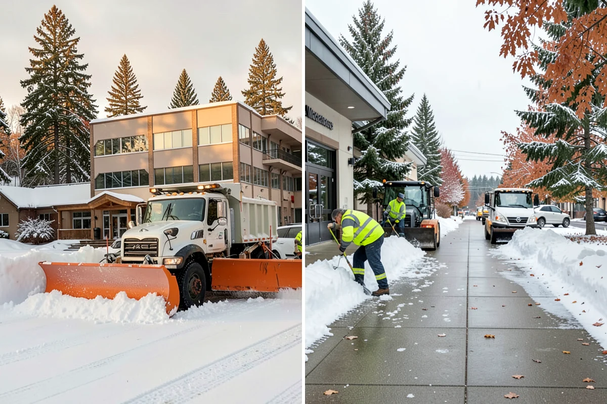 Office Building Deicing in Concrete, Skagit County, WA - Assess entrances, plaza walks, stairs, and parking with building management