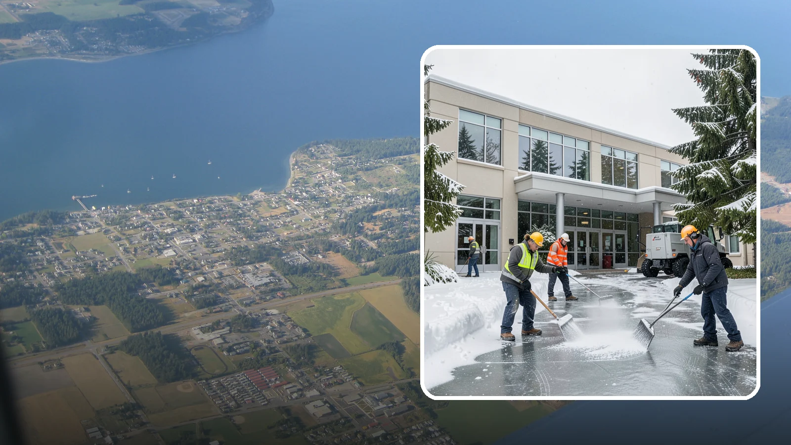 Office Building Deicing in Coupeville, Island County, WA - Deicing that keeps office-building entrances, plaza walks, and employee lots clear so staff and clients arrive safely on frozen...