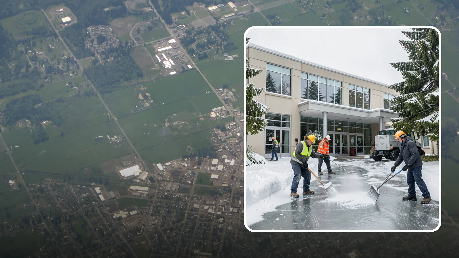 Office Building Deicing in Enumclaw, King County, WA - Deicing that keeps office-building entrances, plaza walks, and employee lots clear so staff and clients arrive safely on frozen...