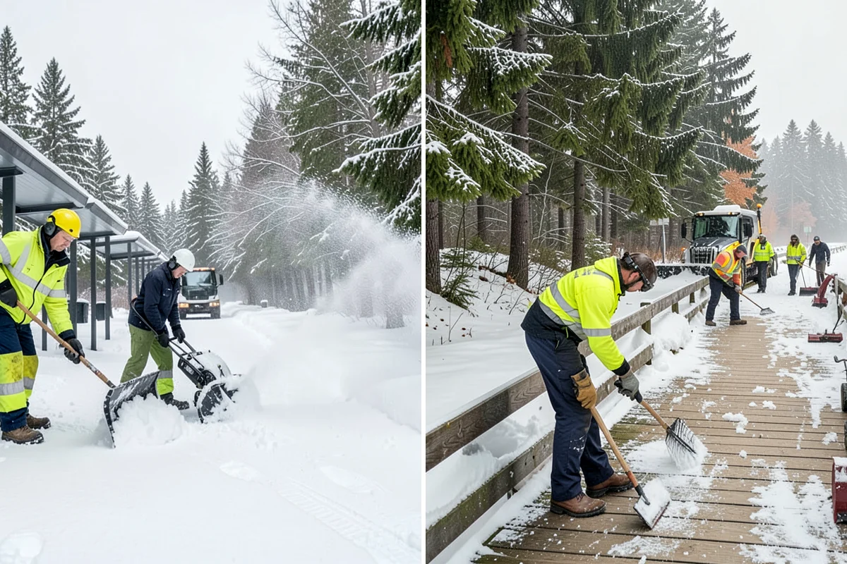 Office Building Deicing in Federal Way, King County, WA - Assess entrances, plaza walks, stairs, and parking with building management