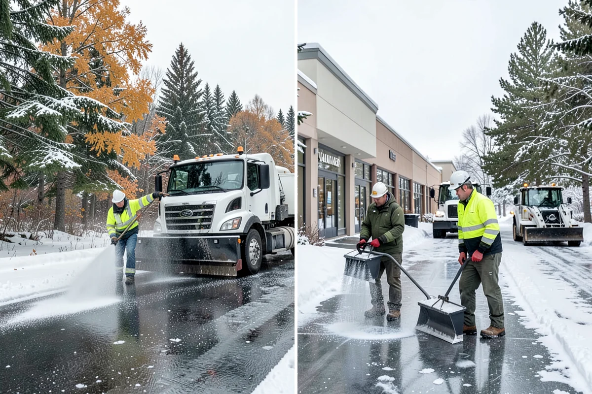 Office Building Deicing in Fircrest, Pierce County, WA - Assess entrances, plaza walks, stairs, and parking with building management