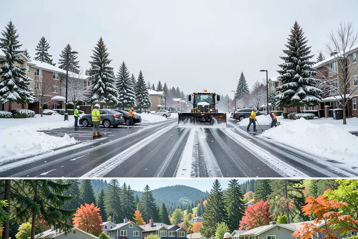 Office Building Deicing in Fircrest, Pierce County, WA - Service is active from late fall through early spring, with the greatest demand during weekday freezing-rain events that threaten...