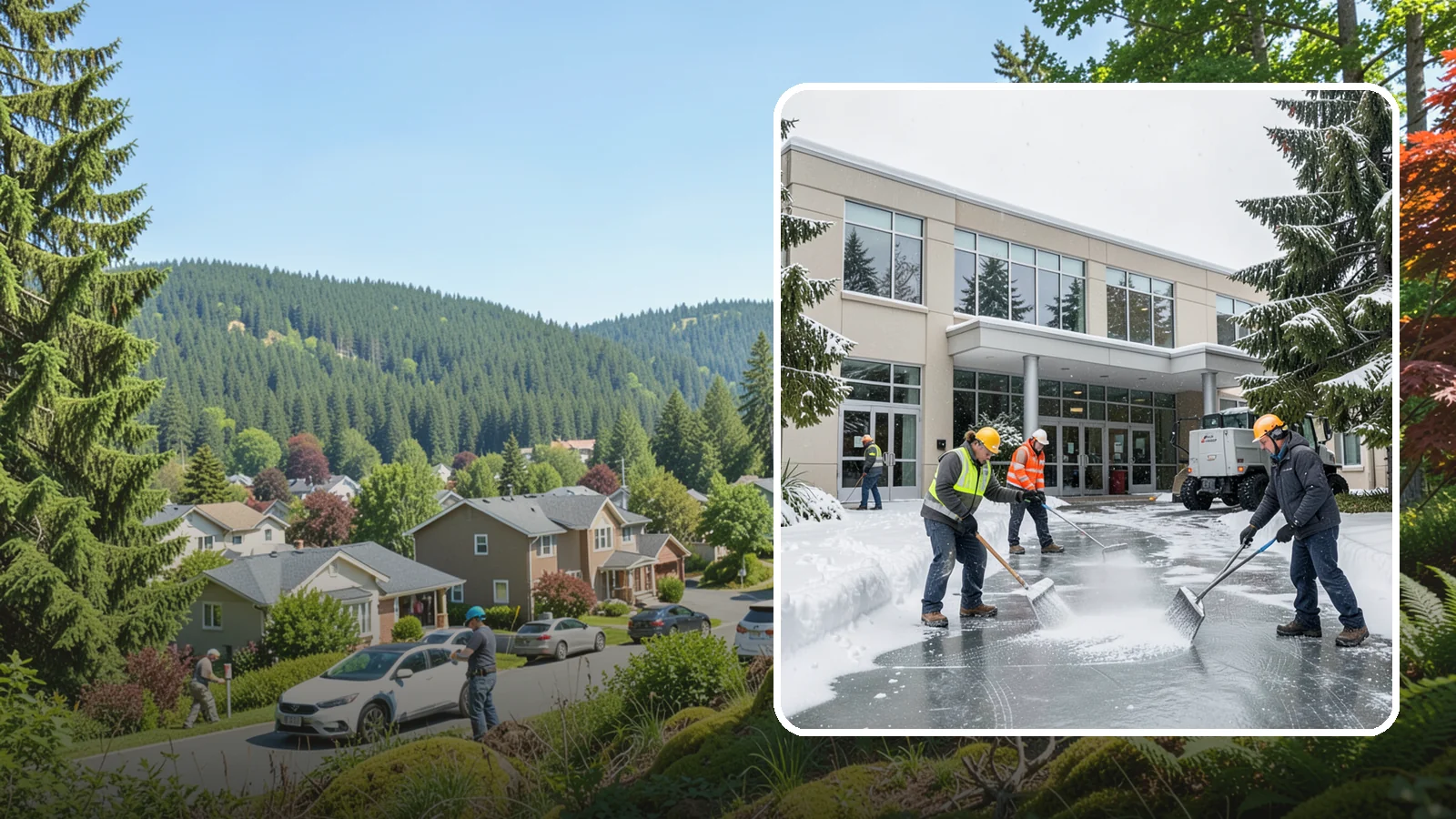 Office Building Deicing in Index, Snohomish County, WA - Deicing that keeps office-building entrances, plaza walks, and employee lots clear so staff and clients arrive safely on frozen...
