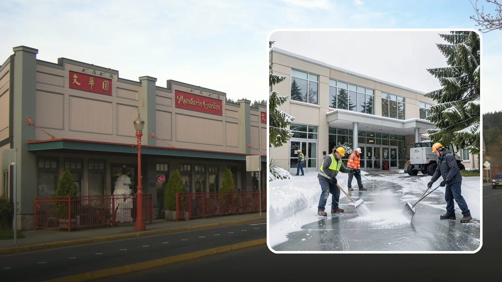 Office Building Deicing in Issaquah, King County, WA - Deicing that keeps office-building entrances, plaza walks, and employee lots clear so staff and clients arrive safely on frozen...