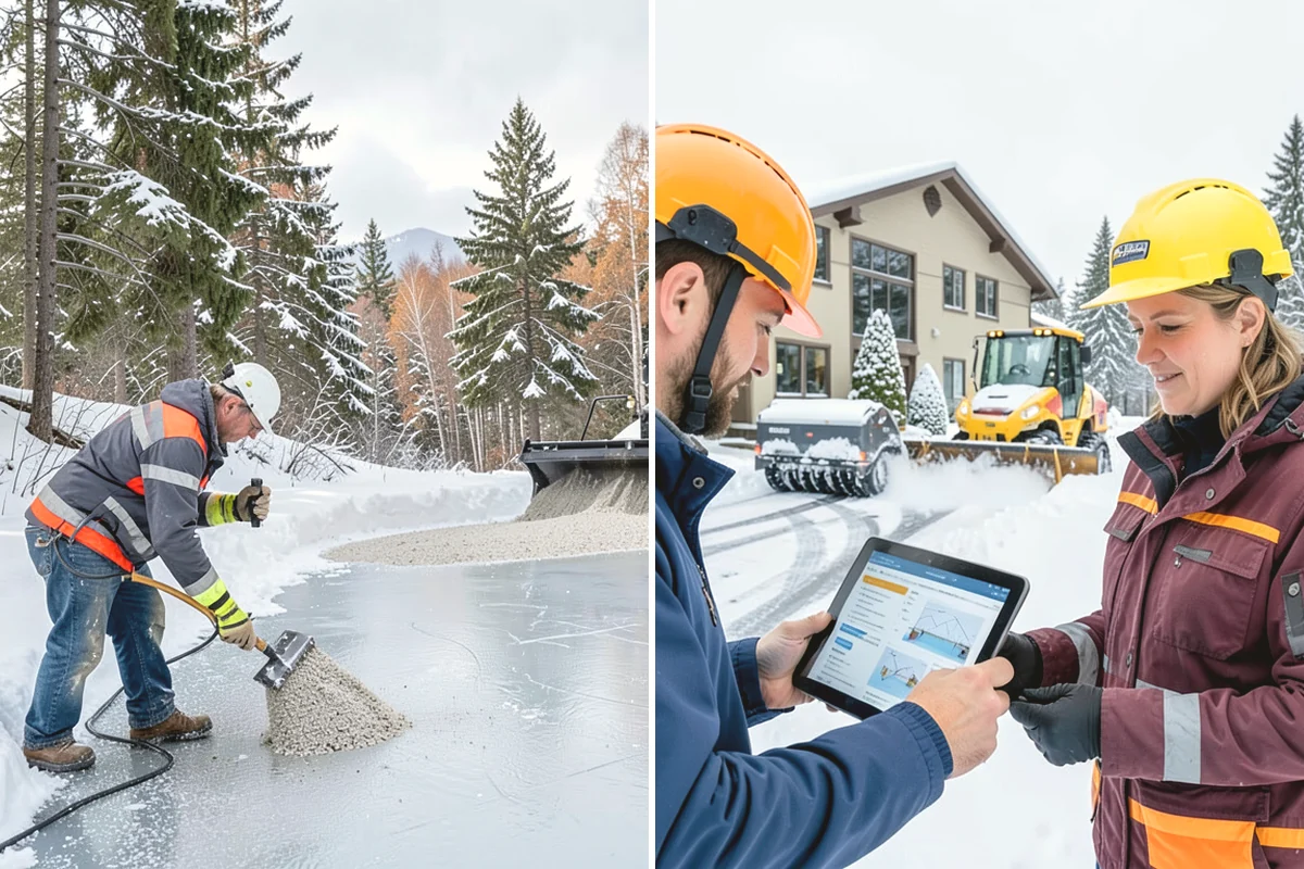Office Building Deicing in Issaquah, King County, WA - Assess entrances, plaza walks, stairs, and parking with building management