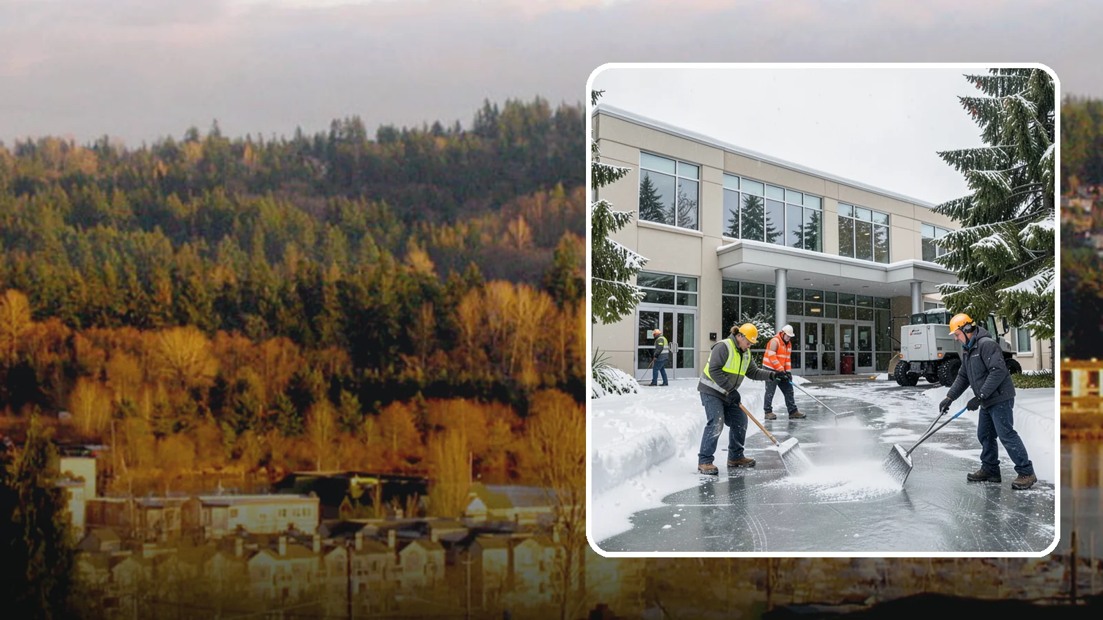 Office Building Deicing in Kenmore, King County, WA - Deicing that keeps office-building entrances, plaza walks, and employee lots clear so staff and clients arrive safely on frozen...