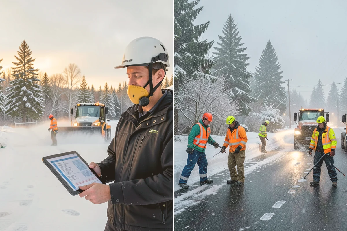 Office Building Deicing in Kent, King County, WA - Assess entrances, plaza walks, stairs, and parking with building management