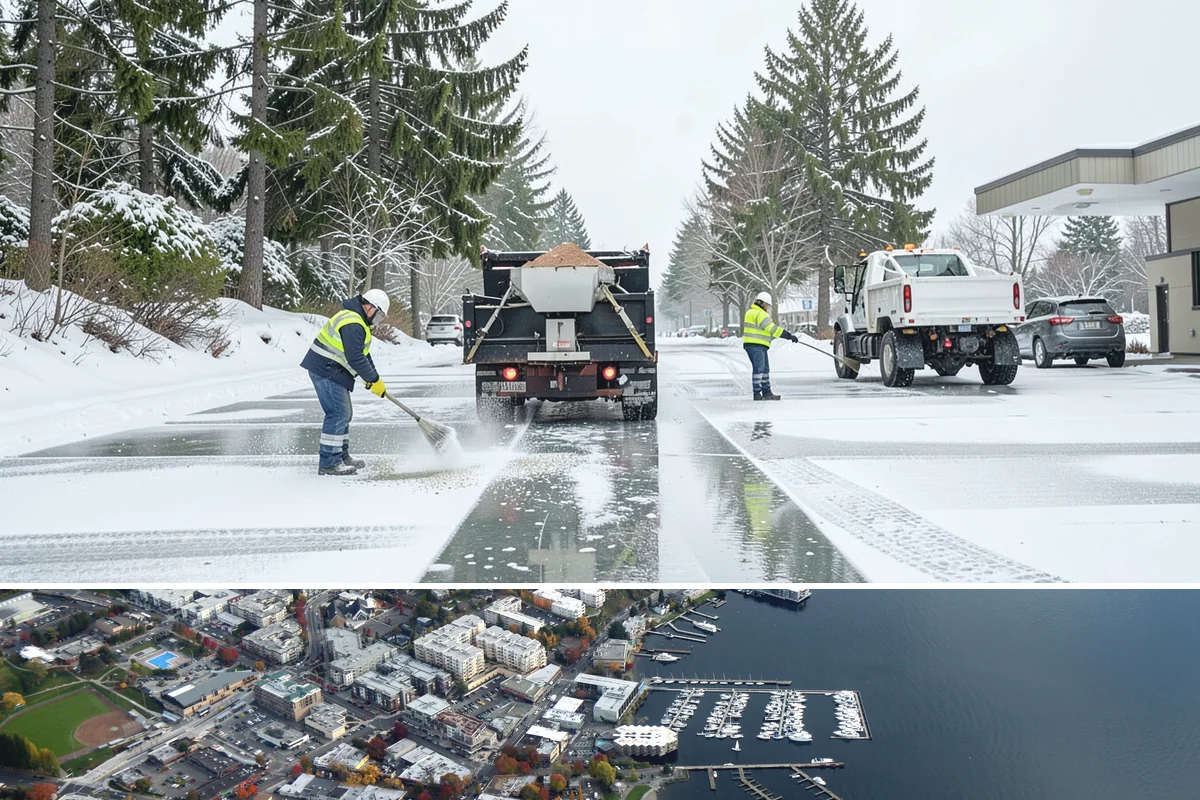 Office Building Deicing in Kirkland, King County, WA - Service is active from late fall through early spring, with the greatest demand during weekday freezing-rain events that threaten...