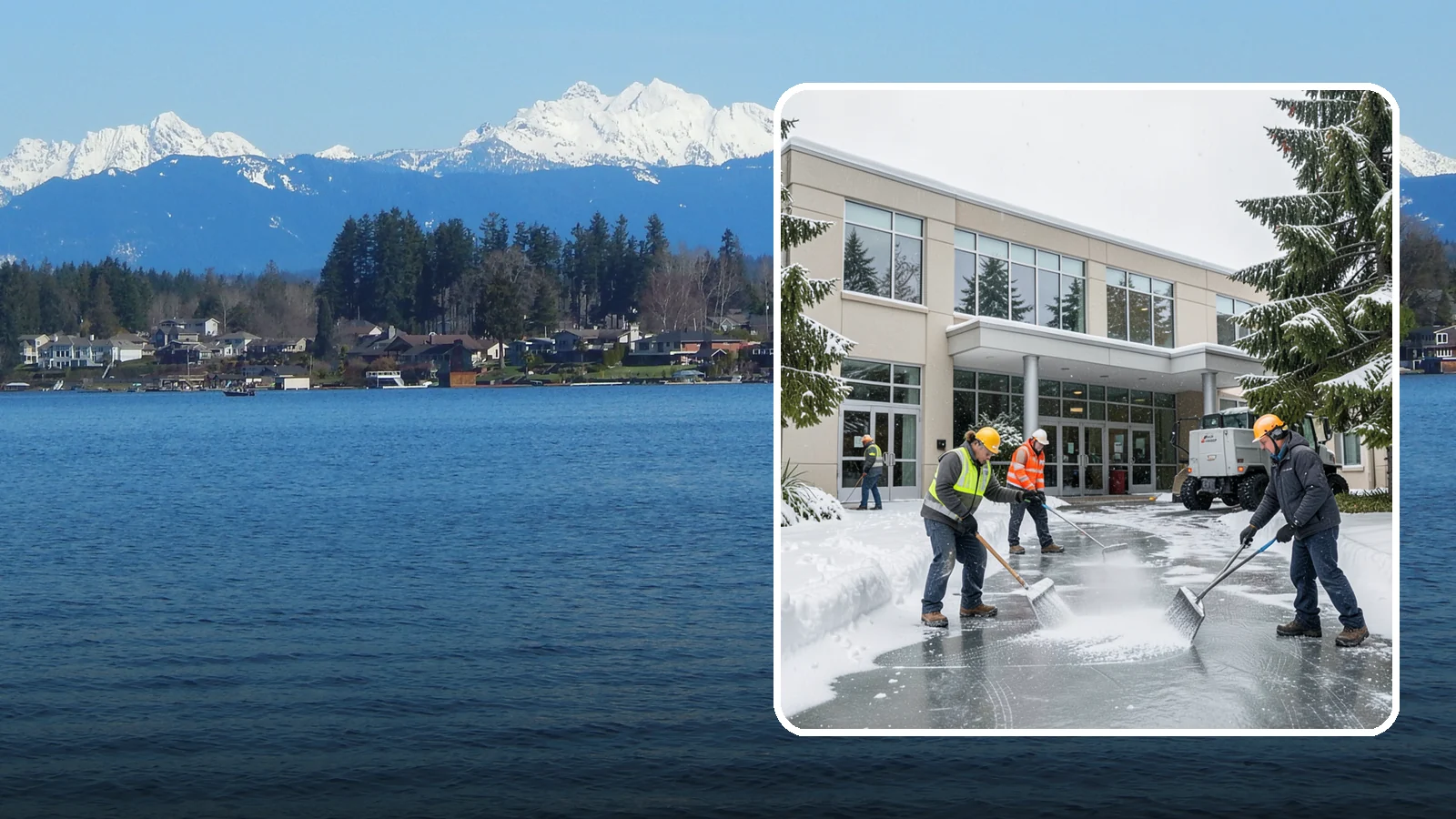 Office Building Deicing in Lake Stevens, Snohomish County, WA - Deicing that keeps office-building entrances, plaza walks, and employee lots clear so staff and clients arrive safely on frozen...