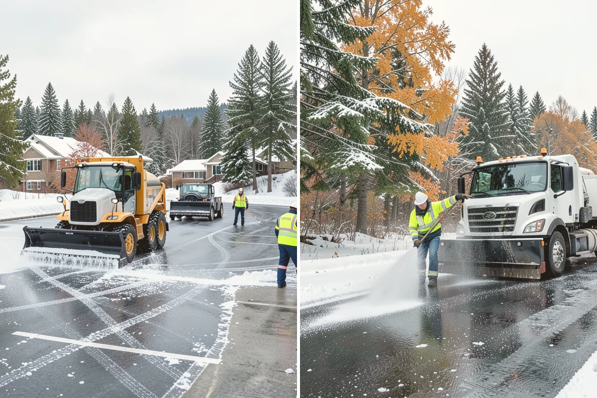 Office Building Deicing in Langley, Island County, WA - Assess entrances, plaza walks, stairs, and parking with building management