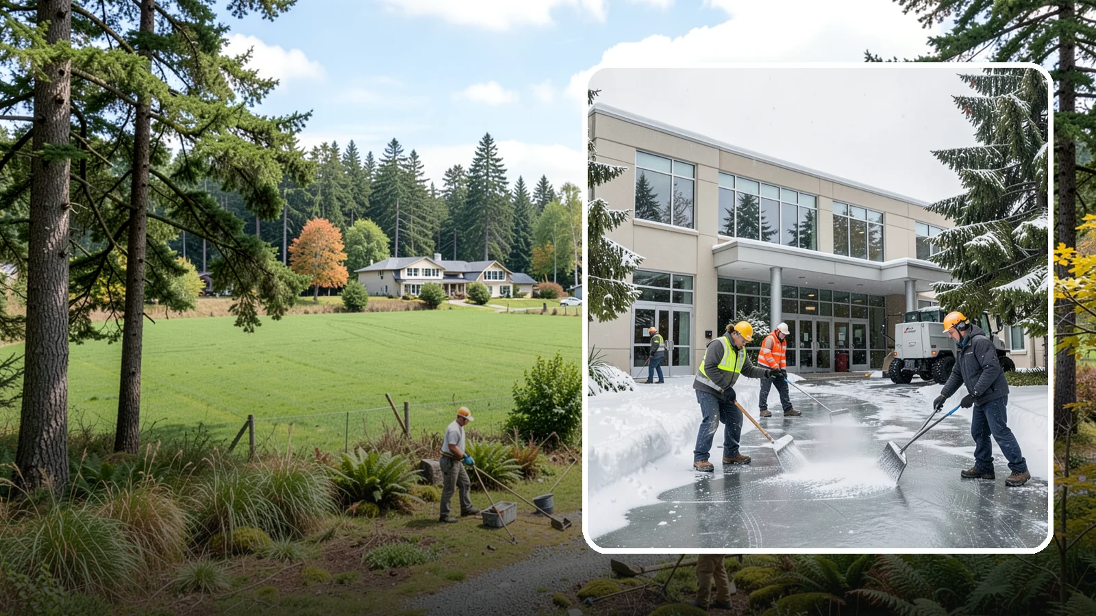 Office Building Deicing in Lyman, Skagit County, WA - Deicing that keeps office-building entrances, plaza walks, and employee lots clear so staff and clients arrive safely on frozen...